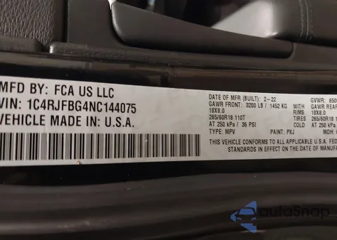 2022 Jeep Grand Cherokee Wk Limited from USA, damaged, VIN 1C4RJFBG4NC144075